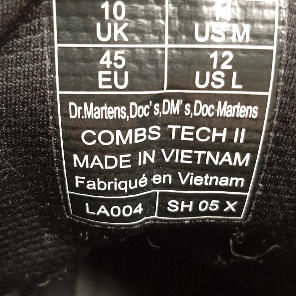 Dr. Martens Combs Tech II Boot LA004 SH 05 X Size 11 Black Mens Utility Tactical